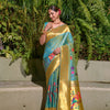 Dhiyona GR Women's Muniya Sky Blue Zari Paithani Silk Saree