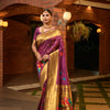 Dhiyona GR Women's Muniya Wine Zari Paithani Silk Saree