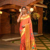 Dhiyona GR Women's Muniya Orange Zari Paithani Silk Saree