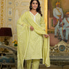 Dhiyona VR Women's Lime Green Chikankari Embroidered Kurta Set With Dupatta