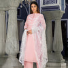 Dhiyona VR Women's Pink Kota Check Cotton Lace Detailed Kurta Paired With Bottom And Dupatta