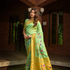Dhiyona GR Women's Butterfly Pista Green Zari Paithani Silk Saree