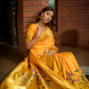 Dhiyona GR Women's Butterfly Yellow Zari Paithani Silk Saree