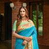Dhiyona GR Women's Priyanka Cyan Blue Zari Paithani Silk Saree