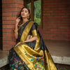 Dhiyona GR Women's Butterfly Black Zari Paithani Silk Saree