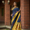 Dhiyona GR Women's Butterfly Navy Blue Zari Paithani Silk Saree