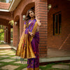 Dhiyona GR Women's Butterfly Purple Zari Paithani Silk Saree