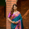 Dhiyona GR Women's Priyanka Teal Zari Paithani Silk Saree