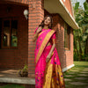 Dhiyona GR Women's Butterfly Hot Pink Zari Paithani Silk Saree