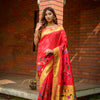 Dhiyona GR Women's Butterfly Red Zari Paithani Silk Saree