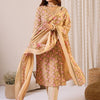 Dhiyona IE Floral Printed Straight Pure Cotton Kurta With Trousers & Dupatta