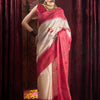 Women's Silk Blend Off White Printed Celebrity Saree With Blouse Piece