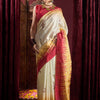 Women's Silk Blend Off White Printed Celebrity Saree With Blouse Piece