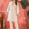 Dhiyona SN Women's Floral Schiffli Embroidered Thread Work Pure Cotton Straight Kurta & Trouser