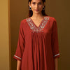 Dhiyona IE Women Ethnic Motifs Embroidered Thread Work A-Line Kurta with Trouser