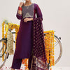 Dhiyona VA Women'sFloral Yoke Design Thread Work Kurta With Trousers & Dupatta