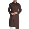 Men's Coffee Cotton Cotton Satin Asymmetric Kurta Pyjama Set