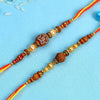 Dhiyona Set Of 2 Brown Beaded Rakhi With Roli Rice & Greeting Card