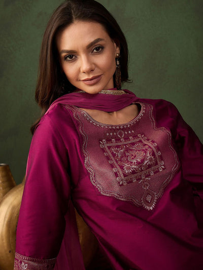Indyancart SN Women's Woven Design Kurta & Trouser With Dupatta