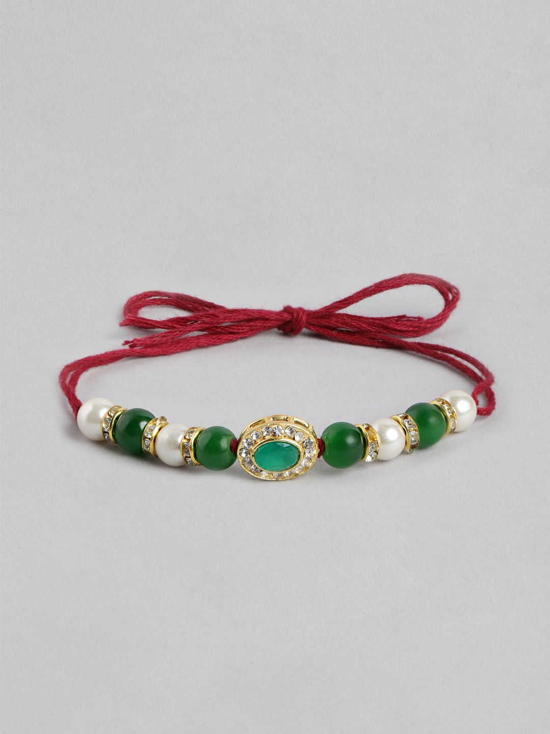 Anouk Unisex Set of 2 Beaded Bhai Bhabhi Rakhis With Roli & Chawal