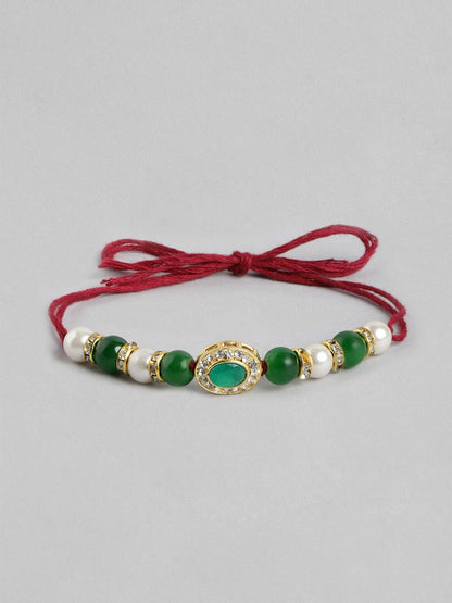 Anouk Unisex Set of 2 Beaded Bhai Bhabhi Rakhis With Roli & Chawal