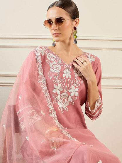 Indyancart IE Women Rust Kurta Sets