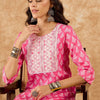 Dhiyona IE Ethnic Motifs Printed Straight Thread Work Kurta with Trousers