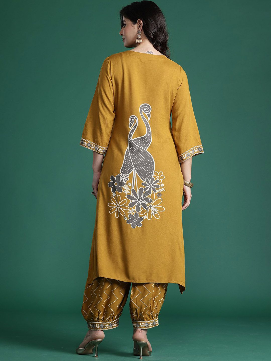 Indyancart IE Printed Three-Quarter Sleeves Tunic With Trouser