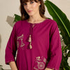 Indyancart IE Embroidered Round Neck Straight Pure Cotton Kurta & Trousers