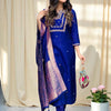 Indyancart SN Women's Embroidered Pure Cotton Straight Kurta Trousers & Dupatta
