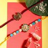 Dhiyona Unisex Set of 2 Beaded Bhai Bhabhi Rakhis With Roli & Chawal