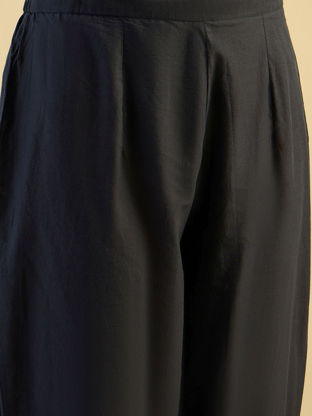 Dhiyona IE Navy Blue Floral Printed V-Neck Pure Cotton Kurta with Trousers & Dupatta