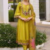 Indyancart IE Women Floral Embroidered Regular Beads and Stones Liva Kurta with Trousers & With Dupatta