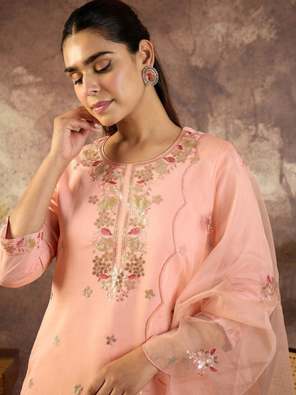 Women Floral Embroidered Kurta with Trousers & Dupatta
