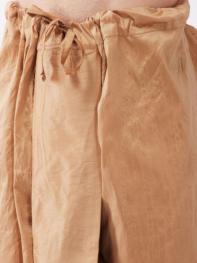 Men's Maroon Silk Blend Straight Kurta and Dhoti Set