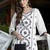 Indyancart IE Women Ethnic Motifs Embroidered Regular Thread Work Kurta with Trousers & With Dupatta