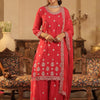 Dhiyona IE Ethnic Motifs Embroidered Straight Chinon Kurta & Palazzos With Dupatta