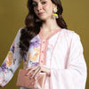Indyancart IE Women Floral Printed Regular Linen Kurta with Trousers & With Dupatta