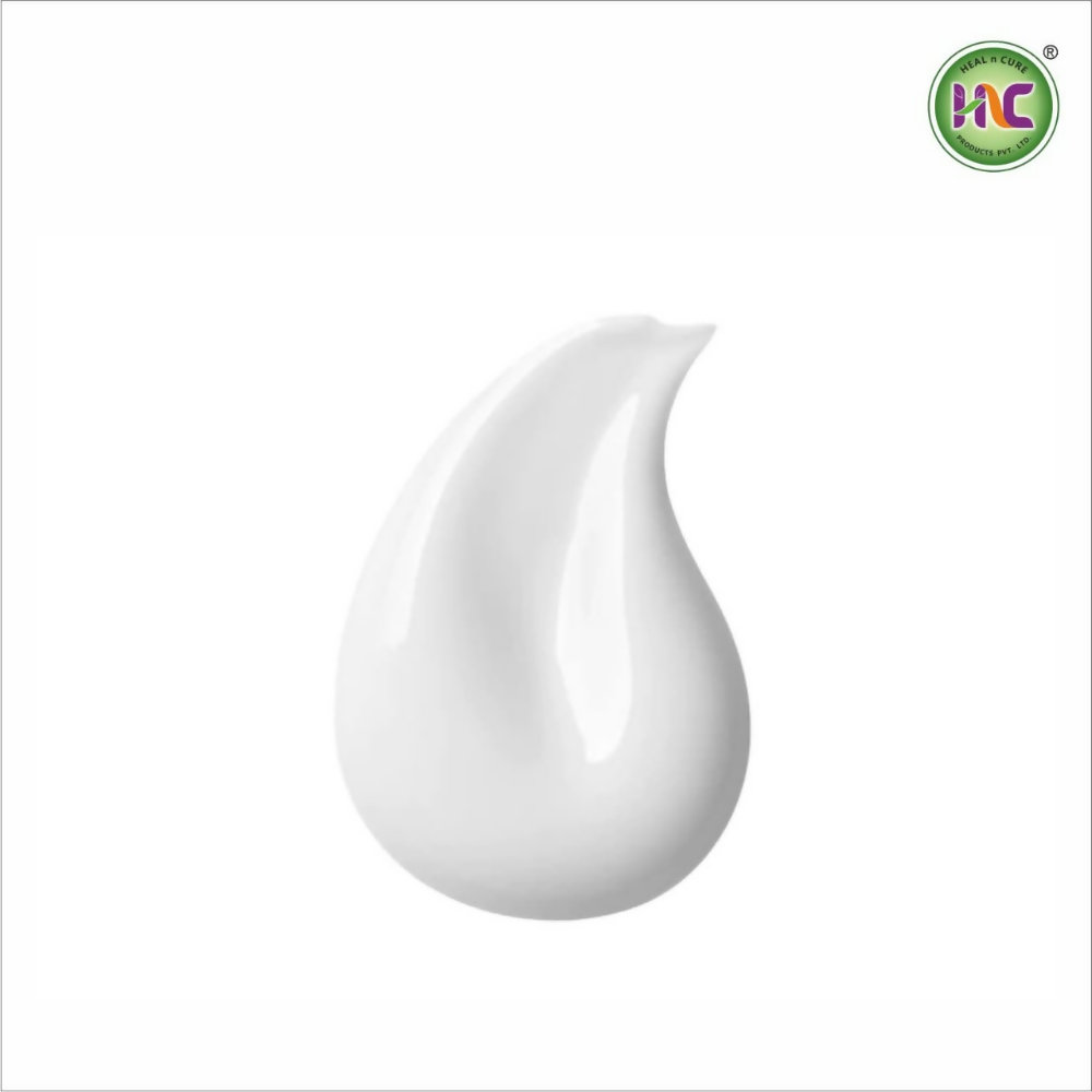 Heal N Cure NG Glow Cream face cream applied to skin, showcasing luminous, radiant complexion with a smooth texture.