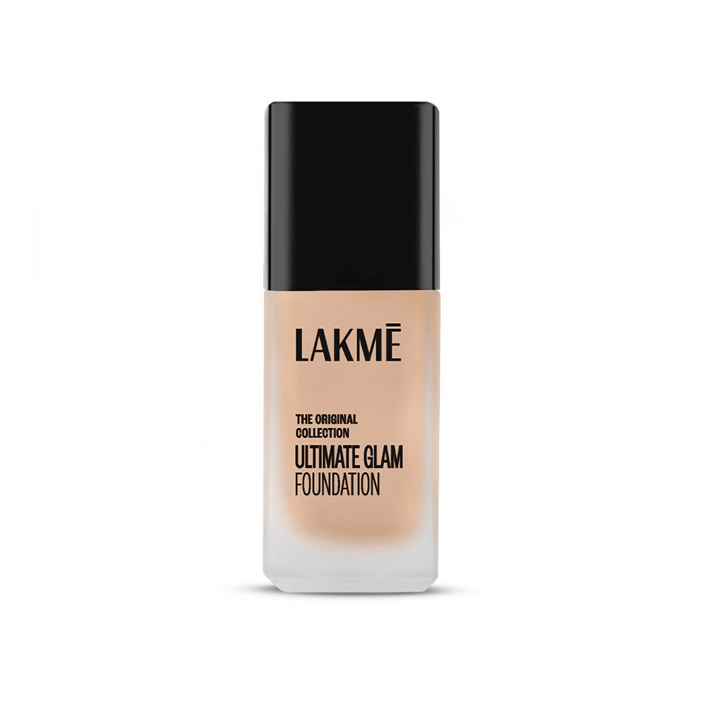 Lakme Invisible Finish SPF 8 Foundation in Shade 04, close-up showing smooth, natural skin-toned finish on the bottle
