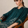 Dhiyona IE Floral Printed Shirt Collar A-Line Kurta With Trousers