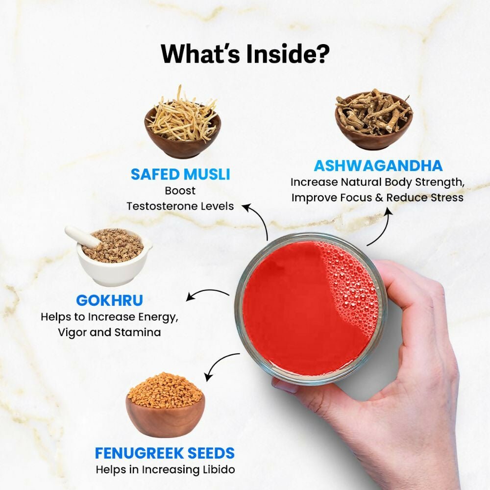 Auric Men's Energy++ Ayurvedic effervescent tablets in a glass of water, showing the tablets dissolving and releasing fizz.