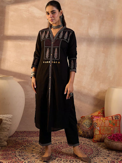 Indyancart IE Women Embroidered Pure Cotton Kurta With Trousers & Dupatta Kurta Sets