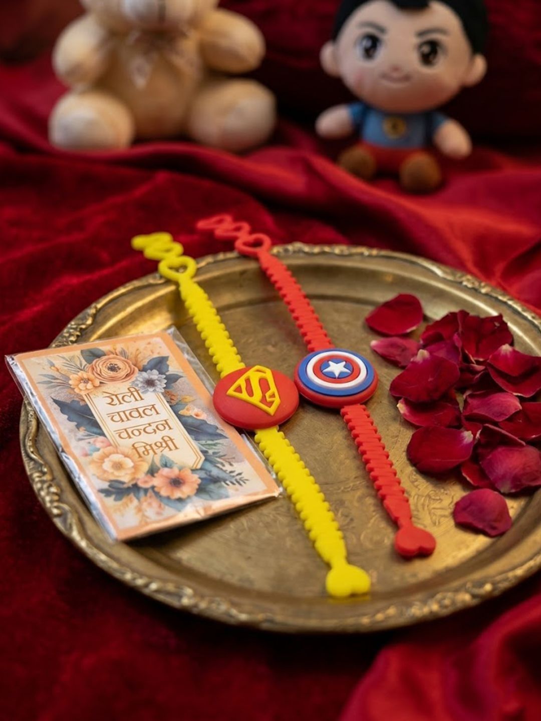 Anouk Set Of 2 Superhero Kids Rakhi With Roli Chawal Chandan Mishri