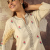 Dhiyona IE Embroidered Pure Cotton Mandarin Collar Neck Top With Trousers A-Line Co-Ords