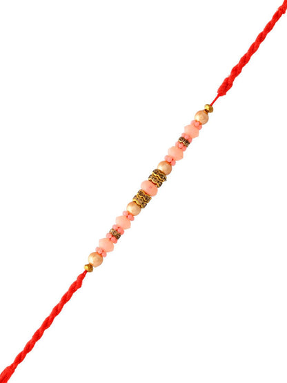 Anouk Beaded Twisted Thread Rakhi With Roli Chawal & Greetings Card