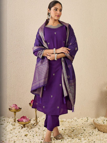 Women Ethnic Motifs Embroidered Regular Kurta with Patiala & Dupatta