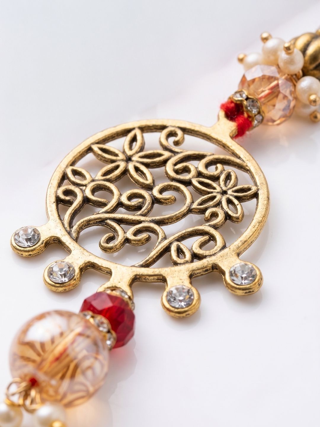 Anouk Set Of 2 Gold Toned Artificial Stones & Beads Bhaiya Bhabhi Rakhi With Roli Chawal