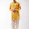 Men's MulticolorBaseMustard Muslin Pathani Kurta and Patiala Set