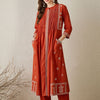Dhiyona IE Women Ethnic Motifs Embroidered A-Line Cotton Kurta With Trousers